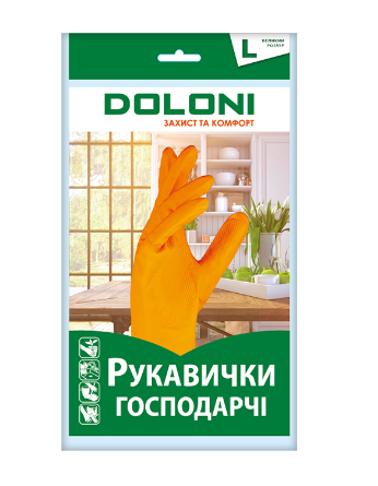 Рукавички універсальні господарчі DOLONI латексні, розмір L, арт 4546